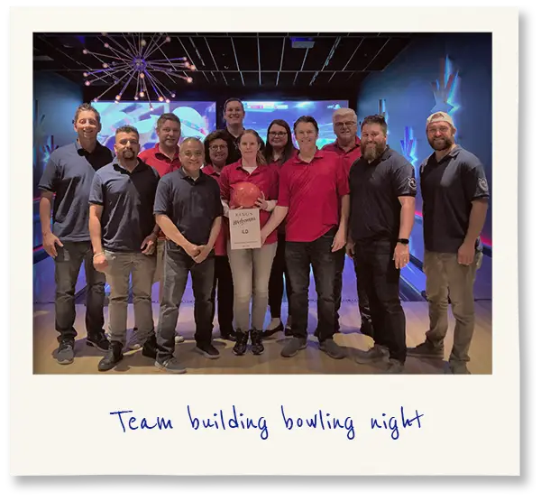 team picture at bowling night