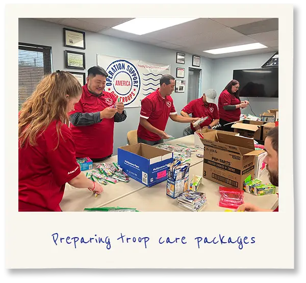 preparing troup care packages